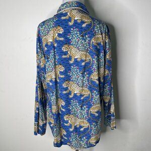 Printfresh Blue Leopard Pajama Top L